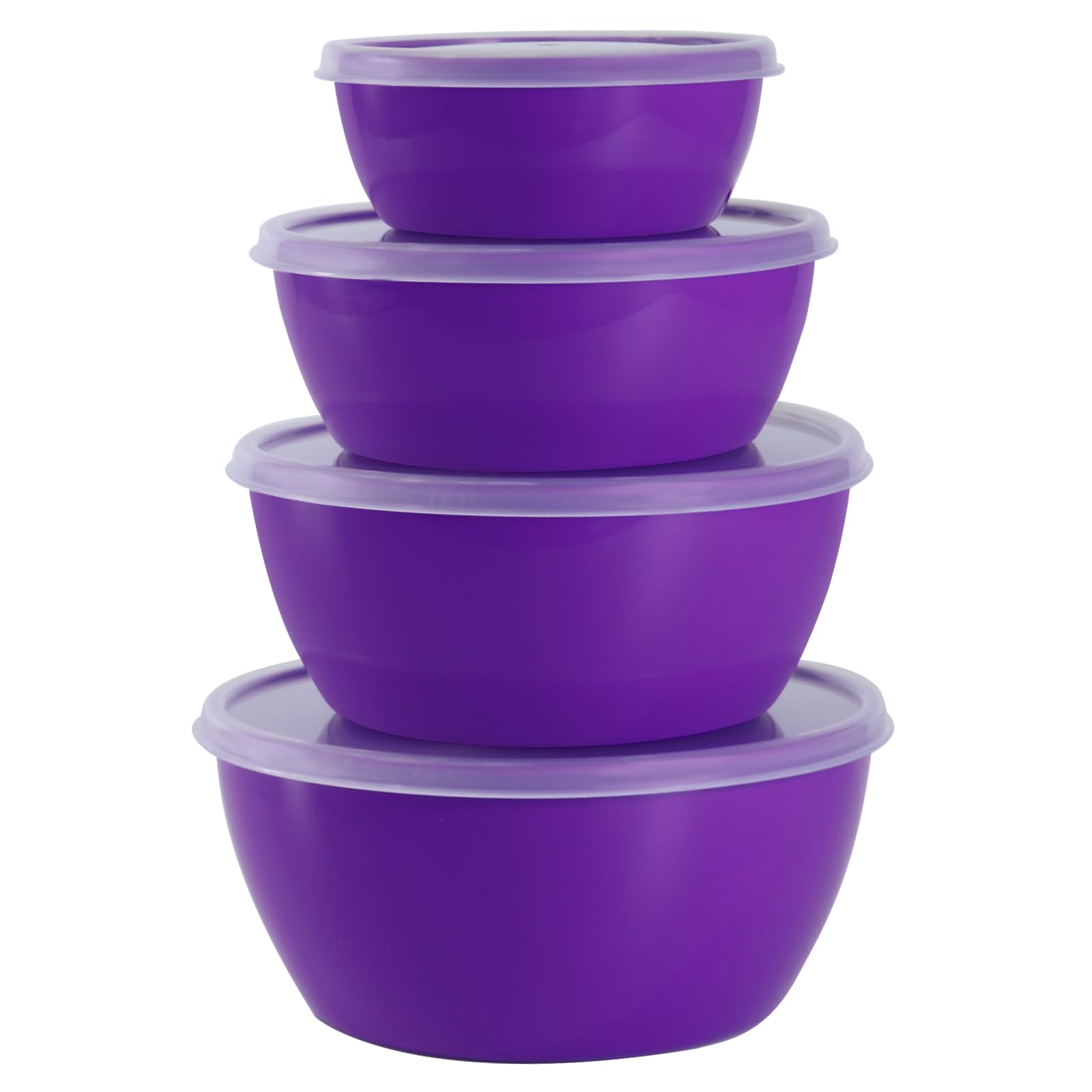 Photo 1 of SCWBOEII 4-Piece Classic Plastic Prep Bowls with Lids, Nesting Plastic Small Mixing Bowl Set for Mixing, Baking, Prepping, Cooking and Serving Food, Microwave and Dishwasher Safe (Purple)