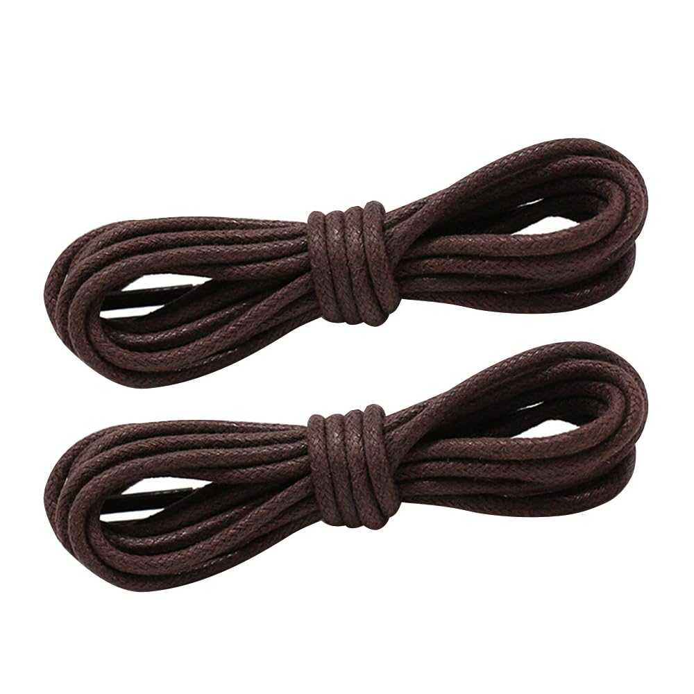 2 Pairs Waxed Round Shoe Laces for Oxford Dress Shoes Boot Strings Business Chukka Shoelaces 1/8" Thin