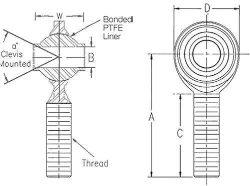 Miniatura 2 de QA1 Precision Products PCYML6T - Extremos de varilla - 2 piezas