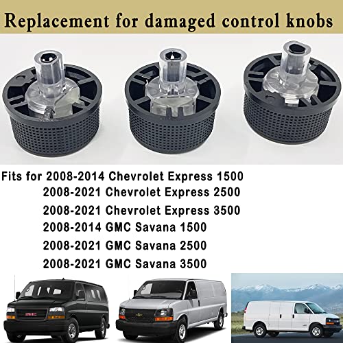 Danbojit 3 Pack 84141127 Savana Control Knob Compatible With 2008-2021 Chevrolet Express, 2008-2017 Gmc Savana Climate Control Knob 84793085 Air Conditioner Heater Control Switch Knob #TOP1