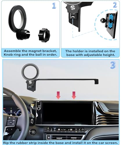 Image of Car Phone Holder for 2025 2026 Toyota Camry 12.3 inch Screen Accessories | MagSafe Strong Magnetic Clip-On Cell Phone Mount, 360 Rotatable Hands-Free Holder, Not Block Air Vents