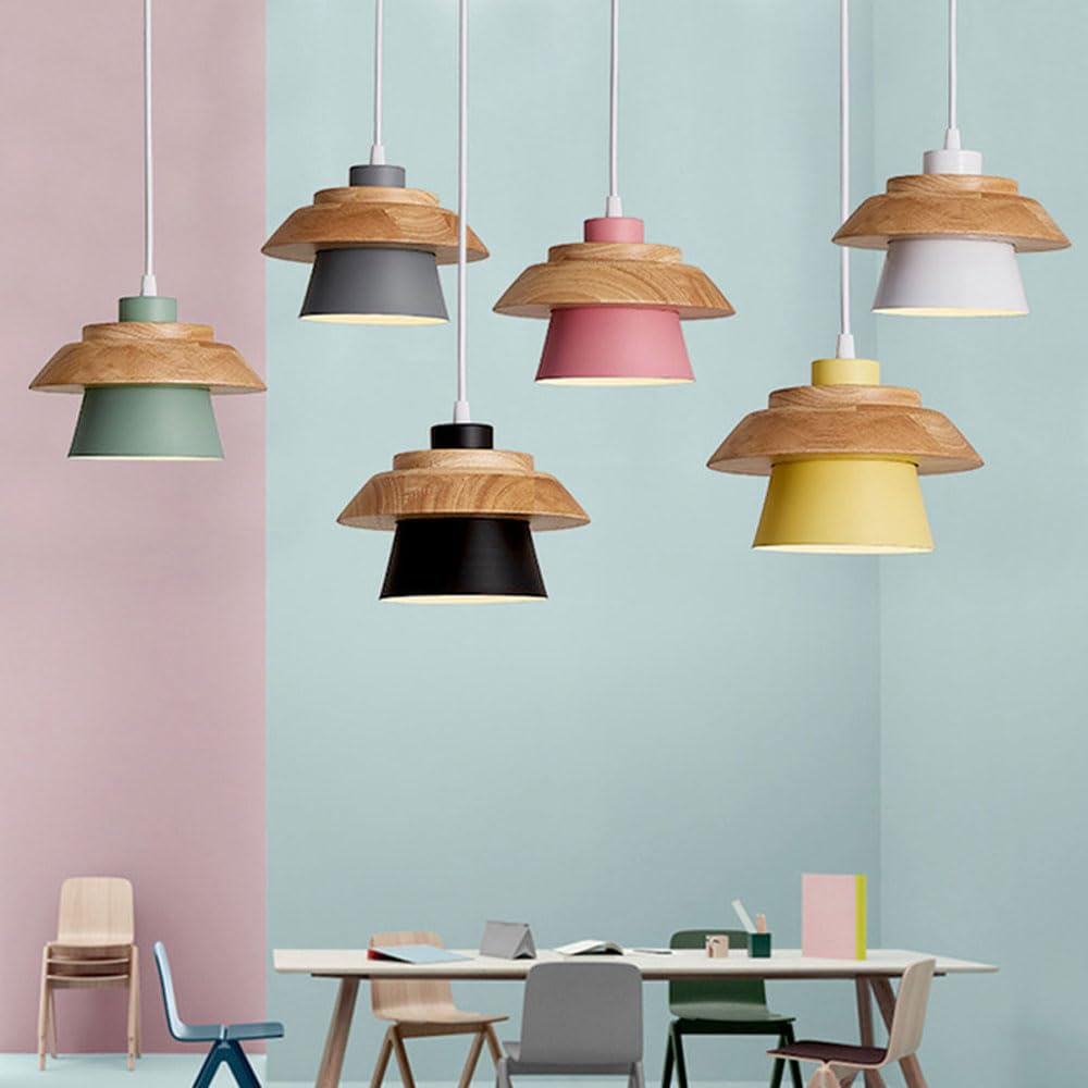 Drewniane lampy wiszące Nowoczesne matowe białe oświetlenie wiszące z białym szklanym kloszem Lampa sufitowa do jadalni Przedpokój Kawiarnia Drop Oprawy oświetleniowe 1 żyrandol