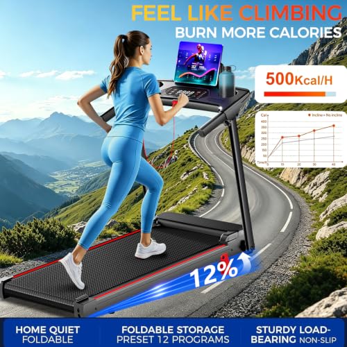 Image of Treadmills for Home with Incline Walking Pad Treadmill with Handle Bar