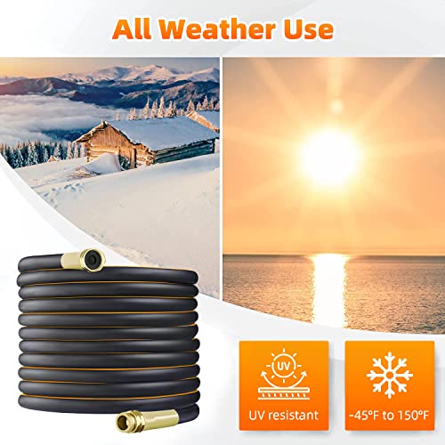 Celiamusing Garden Hose 100Ft X 5/8 In Heavy Duty, Flexible And Lightweight Water Hose, Burst 600 Psi, Kink-Less Hybrid Rubber Hose For Backyard, 3/4'' Solid Metal Fittings #TOP5