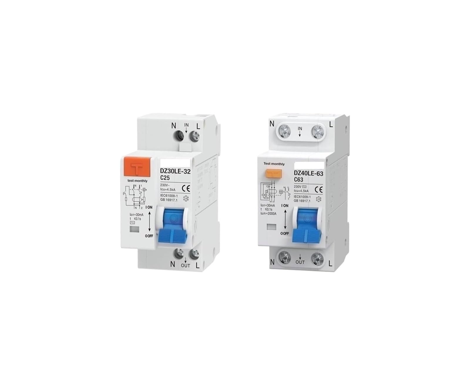 FGJsfhrDTU Miniature Circuit Breakers, DZ30LE 230V 1P+N residual current short-circuit leakage protection RCBO 6-63A