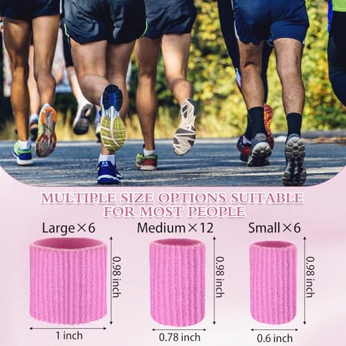 Image of Blulu 24 Pieces Toe Tubes 0.98 Inches Cushion Tube Corn Pads for Toes Sleeves Soft Gel Protectors for Cushions Corns Blisters Calluses 3 Size(Pink,Assorted Sizes)