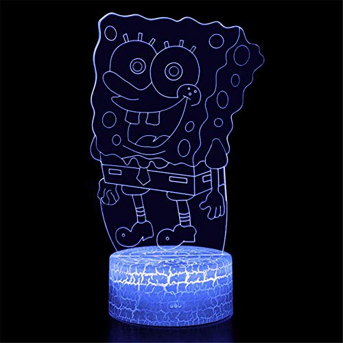 Preisvergleich Produktbild SpongeBob Schwammkopf 3D Illusion LED Lampe, Cartoon Nachtlicht mit Fernbedienung Kinderzimmer Dekoration, kreative Beleuchtung für Kinder und SpongeBob Schwammkopf Fans
