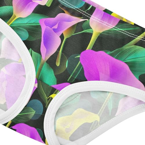 Joisal Funny Toddler Underwear Floral 2t Cotton Panties Little Girl Calla Lilies Purple Yellow Kids Undies Briefs4