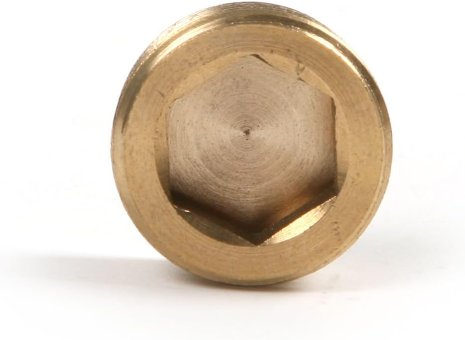 ALLPEN 20pcs Brass Pipe Fitting,1/8" 1/4" 3/8" 1/2" NPT Brass Internal Hex Thread Socket Pipe Plug Set