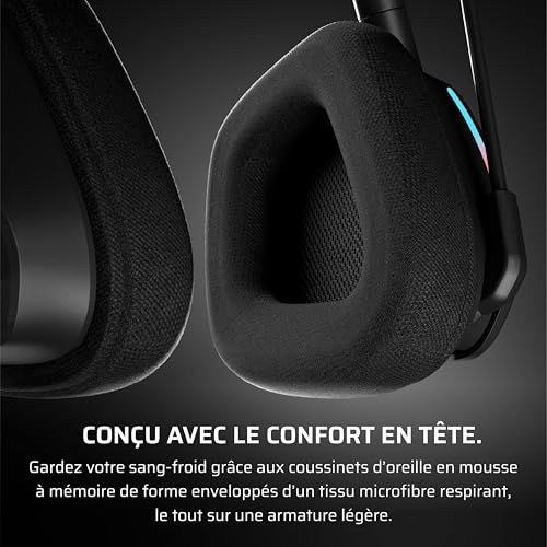 Corsair Void v2 Casque de Jeu sans Fil avec Bluetooth pour PC, PS5, PS4, Switch et Mobile – Dolby Atmos, Multiplateforme sans Fil Double, Batterie Longue Durée, Chargement Rapide – Carbone