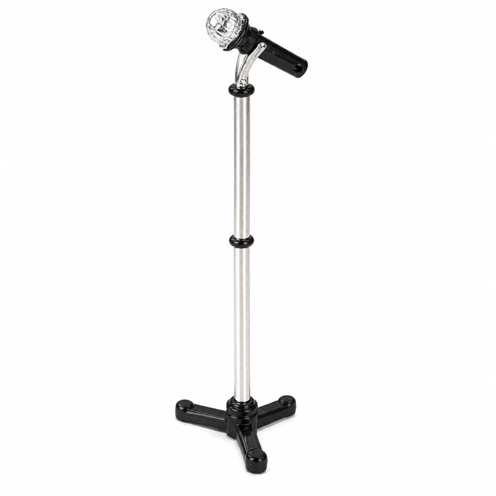 LUOZZY Miniature Microphone Mini Musical Instrument Dollhouse Mini Microphone Model with Stand for 1:12 Dollhouse Accessories Display - Black