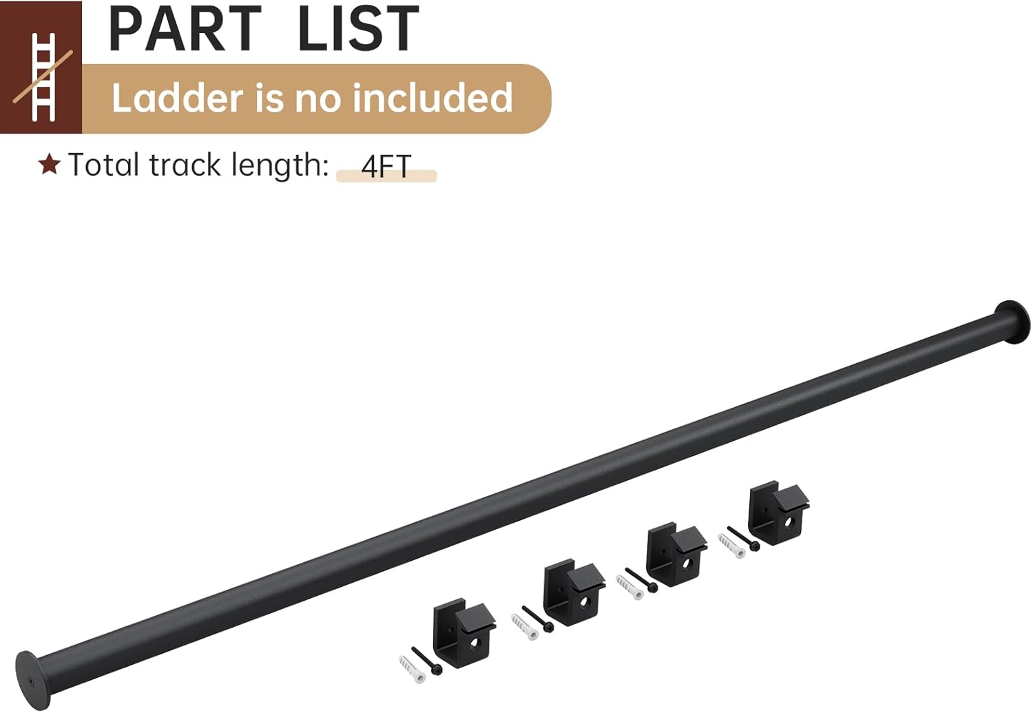 4FT Extention Aluminum Sliding Track for Rolling Library Ladder