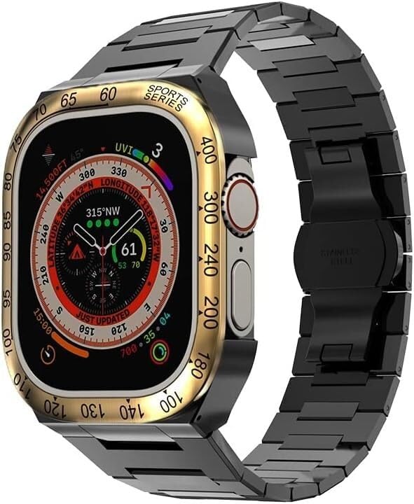 Coque en acier inoxydable pour Apple Watch Ultra 8 49 mm bracelet agate