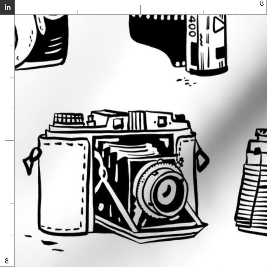 Miniatura 3 de Spoonflower Tela  Fotografía en blanco y negro Foto Vintage Cámara impresa en tela de algodón Petal Signature por The Yard  Coser acolchado Ropa