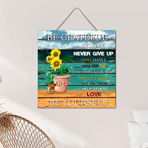 Plaque décorative bois Be Grateful 30x30 cm pour étagère - 6
