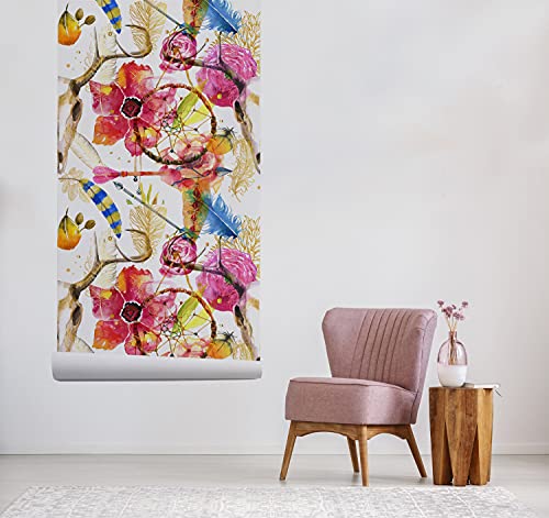 Papier peint crâne boho de salon pour créer une ambiance ethnique chic unique