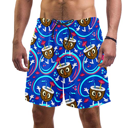 Short de bain pour homme bleu foncé à imprimé tropical taille M avec doublure maille