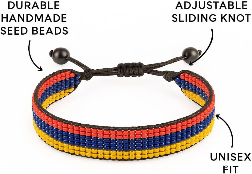 FAHARI Armenia Flag Bracelet: Handmade, Adjustable Beaded & Unisex - Image 2