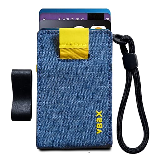 Image of RFID Minimalist Slim Wallet for Men and Women, Holds Up to 12 Cards, Cash, Key Thin and Lightweight Credit Card Holder (Blue Microfiber - Solar Edition)