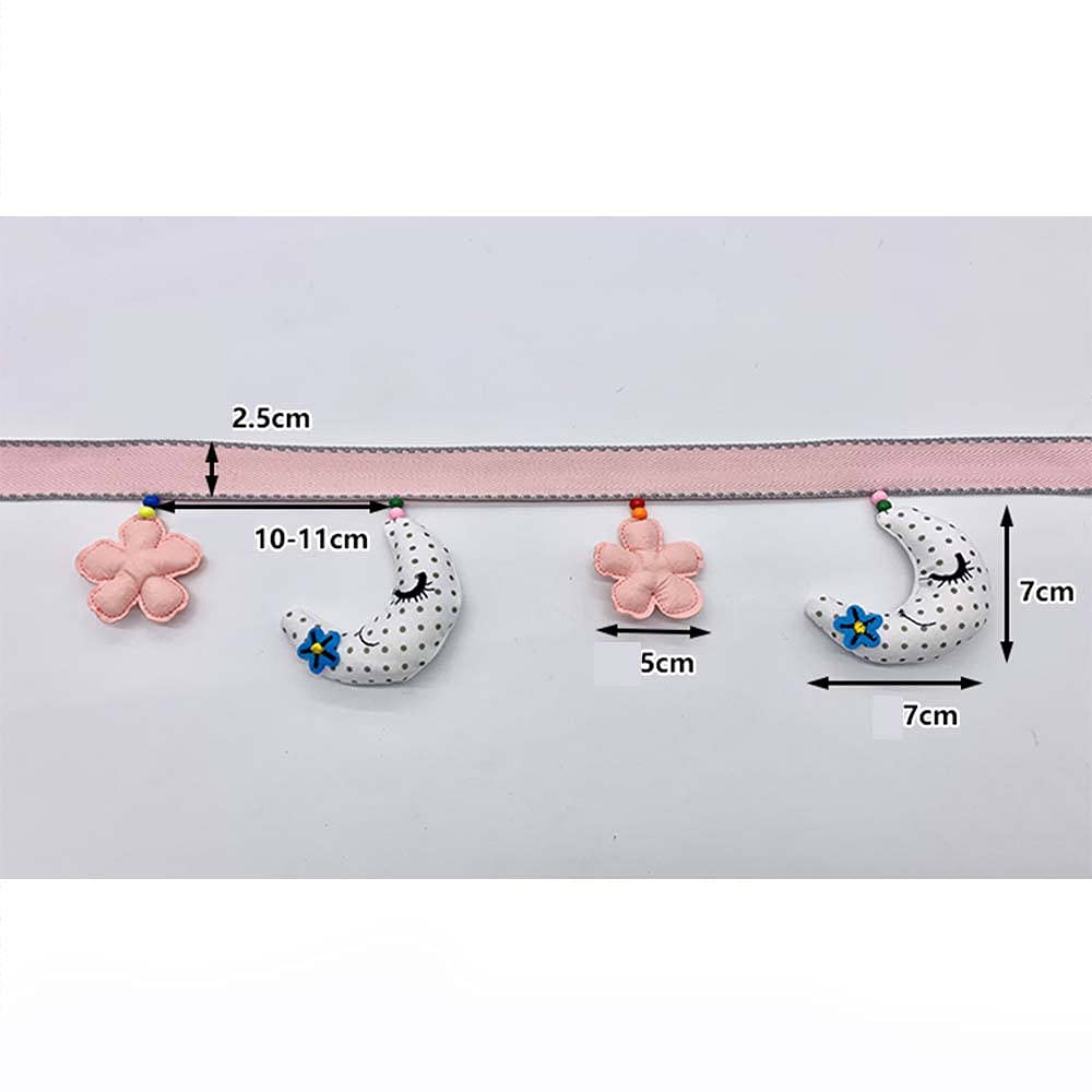 Frange en dentelle à suspendre avec pompons en forme de lune - Ruban tressé pour couture à la main - Décoration de chambre d'enfant - 3 mètres (#B)
