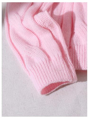 Image of BEAUDRM Girl's Cute Bow Sweater Crew Neck Long Sleeve Drop Shoulder Loose Pullover Tops