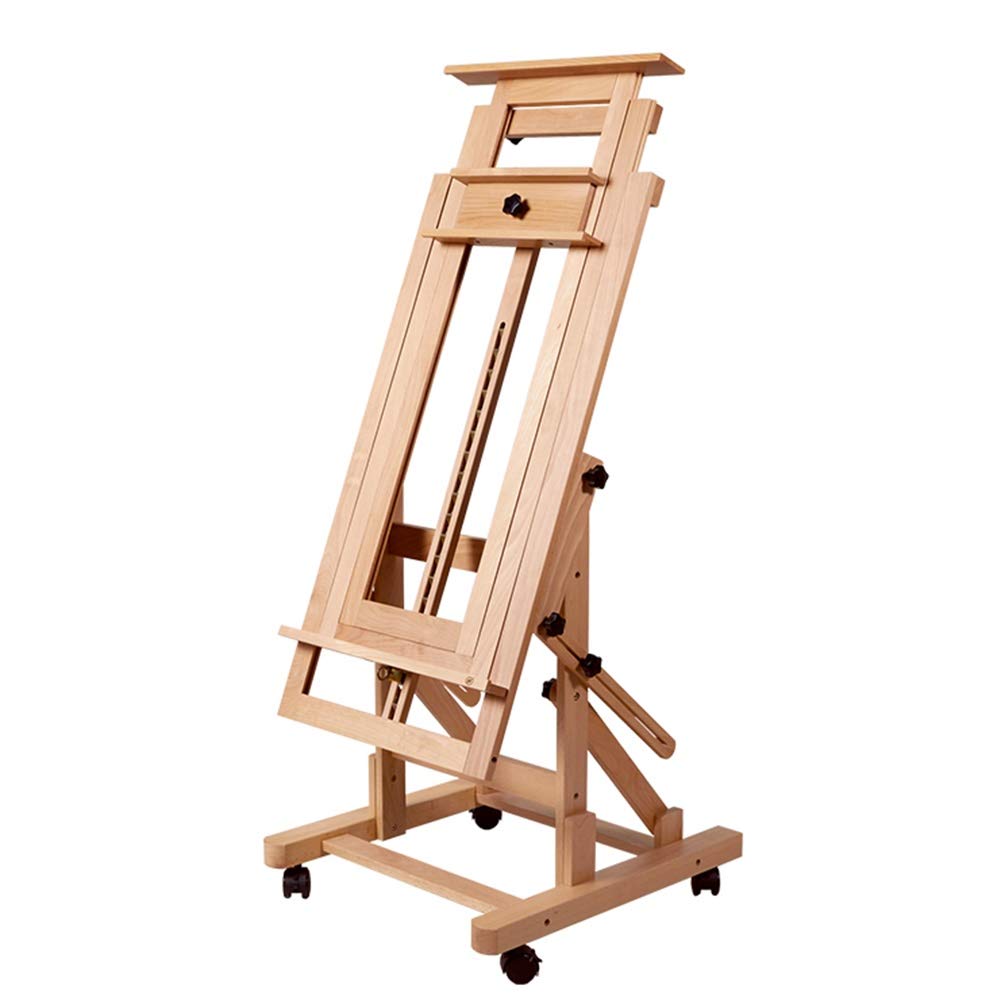 WDSOPK Portable Studio Easel with Wheel Adjustable Large Wood Artist Painting Drawing Wedding Outdoor Sketching Display Exhibit