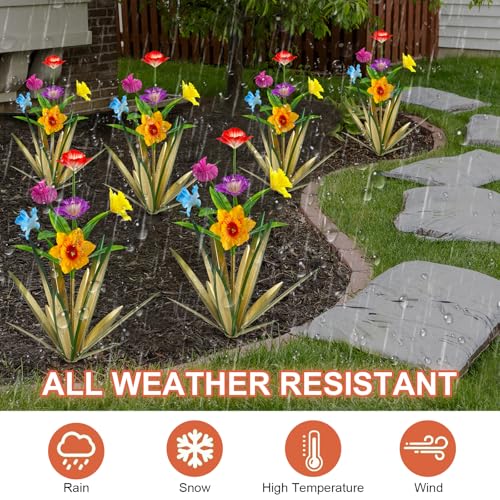 Image of Homight Metal Agave Plant Outdoor Decoration Outdoor Garden Decoration Daffodils Flowers Mexican Yard Art Daffodils Flowers Decorative Garden Gift (3 Big Colorful Daffodil)