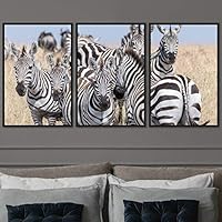 3 Piece Framed Canvas Wall Art Stripe Party Animals Black and White Dramatic Modern Art for Living Room Bedroom - 16