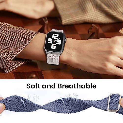 Image of Delidigi Stretchy Bands Compatible for Apple Watch Band Women 40mm 38mm 41mm 42mm 44mm 45mm 46mm 49mm, Nylon Braided Straps for iWatch Series 11 10 9 8 7 6 SE 5 4 3 Ultra 3 2 1