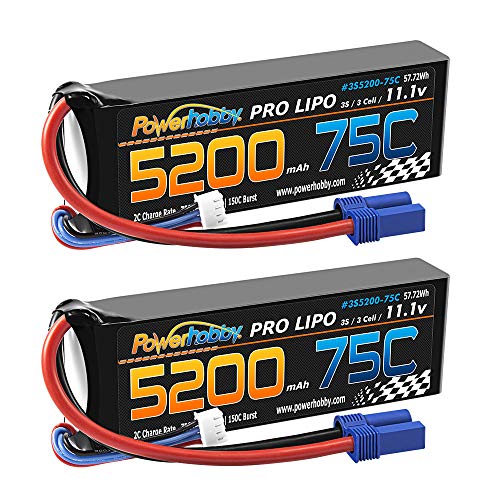 Powerhobby 3S 11.1V 5200mAh 75C Lipo Battery 2 Pack w EC5