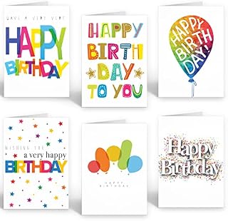 Ruby Ashley 30 Pack Colourful Birthday Cards - Multipack Happy Birthday Cards With Envelopes Box set For Adults and Kids - Set 6