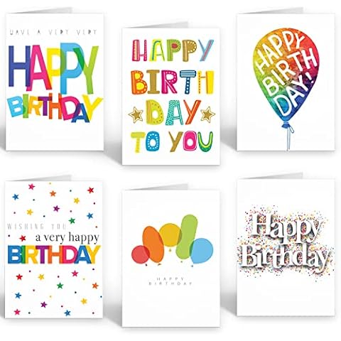 Ruby Ashley 30 Pack Colourful Birthday Cards - Multipack Happy Birthday Cards With Envelopes Box set For Adults and Kids - Set 6 Cover