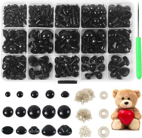 Image of 566PCS Safety Eyes and Noses for Amigurumi, Stuffed Crochet Eyes with Washers, Craft Doll Eyes and Nose for Teddy Bear Crochet Toy Stuffed Doll and Plush Animal Gifts (566PCS Safety Eyes)