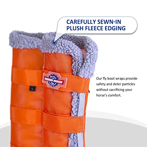 Image of Harrison Howard Horse Fly Boots with Fleece Trim Long-Lasting Breathable Cool Mesh Adjustable Closure