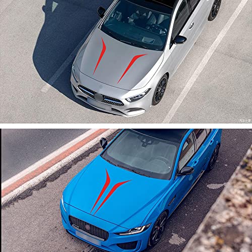 Image of TOMALL 2pcs 39 inch Car Hood Stripe Sticker for Auto Racing Sport Body Side Skirt Roof Hood Bumper Stripe Decal Universal Vinyl Modified Decoration for SUV Off-Road Vehicles (Red)