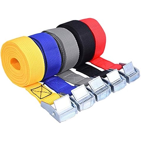 LegendTech 10PCS Lashing Strap Buckle Belt Kit Nylon Belt Sturdy Soft Zinc Alloy Buckle Corrosion Rust Resistant Durable for Bind Tighten Secure Luggage Cargo 2.5cmx2m Assorted Colors Cover