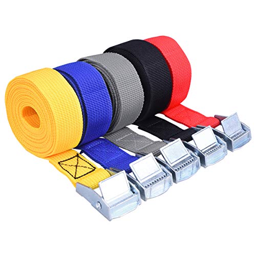 LegendTech 10 Stück Spanngurte Zurrgurte, Spanngurt Befestigungsgurt, Befestigungsriemen-Set Spanngurt, Nylon Gürtel Robust Weich Schnalle Korrosionsrost Zurrgurt Klemschoss Gurt - 5m Cover