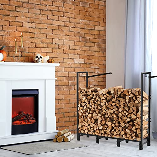 Labonida 4Ft Heavy-Duty Metal Firewood Rack, Outdoor & Indoor Wood Storage Holder, Sturdy Square Tube Lumber Pile Organizer For Patio, Deck & Fireplace, All-Season Log Stand With Easy Access #TOP2