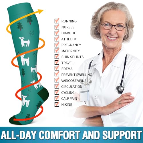 Image of 6 Pack Copper Compression Socks for Women and Men Circulation-Best Support for Medical,Running,Nursing,Athletic