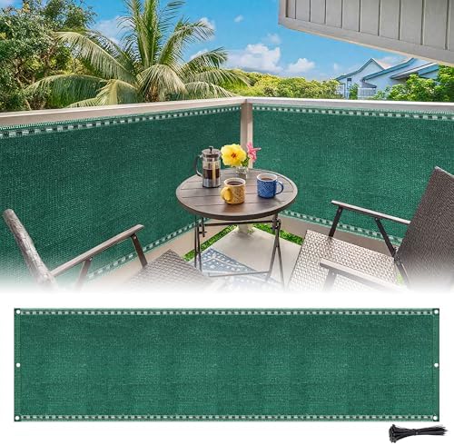 3.3'x19.7' Balcony Privacy Screen Fence Cover (HDPE) & Mesh Shade...