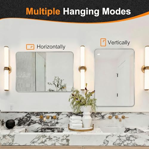Image of Delma Bathroom Vanity Mirror, Silver Framed Mirror for Over Sink, 30x20