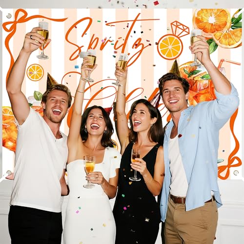 Fondo para fiesta Bomxoi 7ft x 5ft naranja miniatura 6