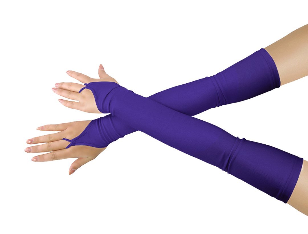 lucky baby store Girls' Boys' Adults' Halloween Makeup Fingerless Over Elbow Cosplay Costume Gloves (deep purple)