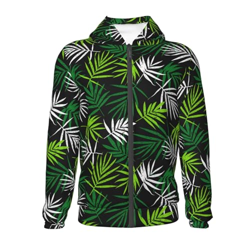 Tropical Leaves1 Kid Hoodies Boys Zip Up Sweatshirts Girls Pullover with Pocket2