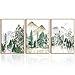 Canvas Wall Art Mountain Forest Lake Stones Landscape Grey Green Brown