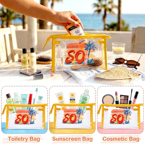 Image of COSHAYSOO Sunscreen Bag Clear Makeup Toiletry Pouch Beach Vacation Essentials for Women Teen Girls Trip Gifts Summer Pool Travel Must Have Accessories Waterproof Stuff
