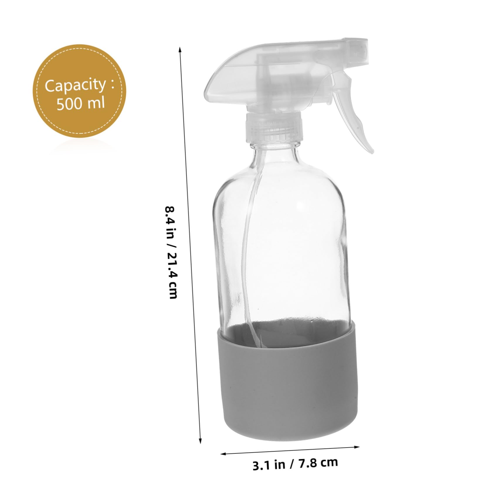 LIFKOME 3 Stück 500ml Wiederbefüllbare Glas Sprühflaschen mit Rutschfestem Silikonboden und PP Sprühkopf für Blumen Pflanzen und Haushalt
