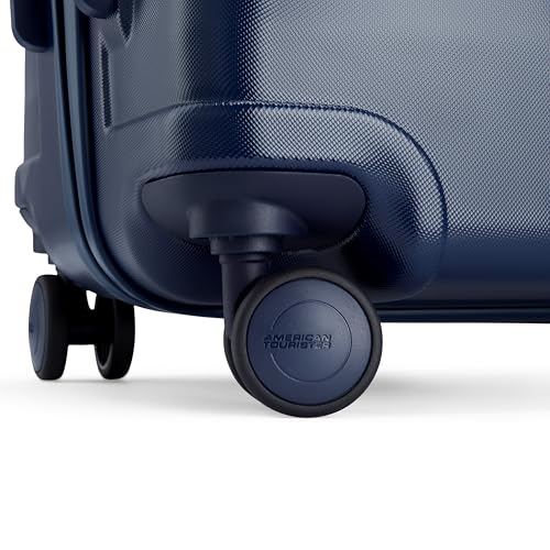 Image of American Tourister Barcelona | Check-in Trolley Bag (79 cm) | 360 8 Wheel Travel Luggage | Hard Case Polycarbonate Suitcase | Mounted Combination Lock | Midnight Blue