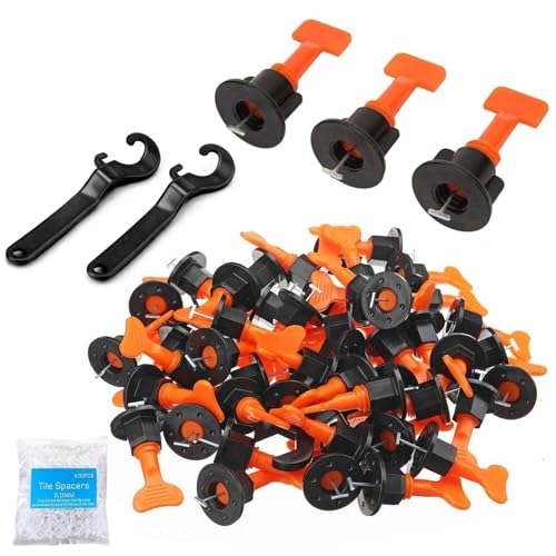Premium Tile Leveling System Kit - 100 Reusable Tile Leveling Clips 500 Tile Spacers 2mm & 2 Wrenches - Anti-Lippage Tiling Kit for Perfect Ceramic Floor & Wall Tile Alignment