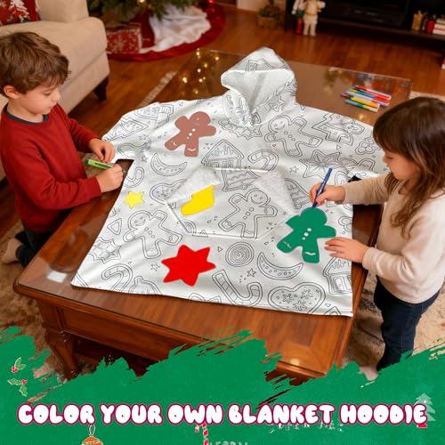 Image of Wearable Blanket Hoodie for Kids, Coloring Teen Hoodie Blanket